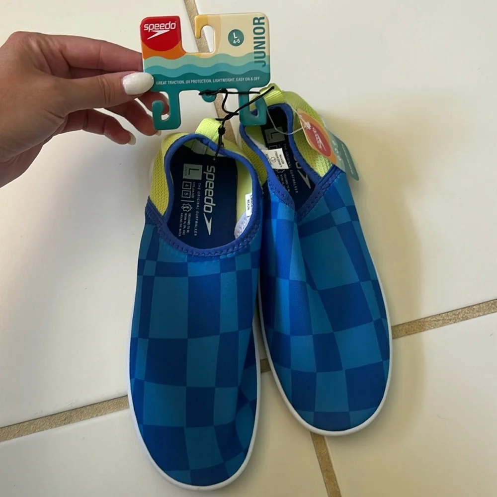 Speedo Kids Junior Watershoes Size Large 4/5 Blue Green NWT